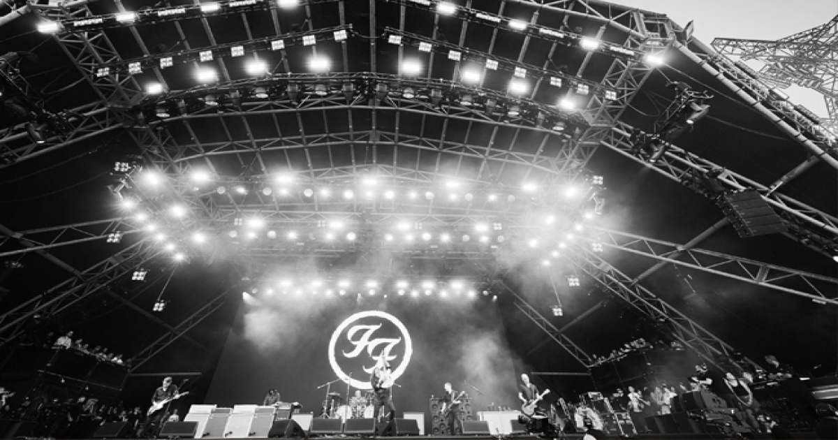 Foo Fighters performing on their long awaited first UK gig since